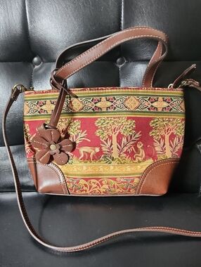 VTG Relic by Fossil Tapestry Monkey Jungle Print Handbag Crossbody Tote